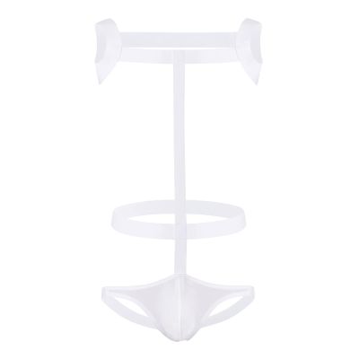 Maiyifu-GJ Men's Nylon Body Chest Jockstrap One Piece Harness G-String Bodysuit Backless Wrestling Singlet Leotard Underwear (White 1,Medium)