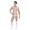 Maiyifu-GJ Men's Nylon Body Chest Jockstrap One Piece Harness G-String Bodysuit Backless Wrestling Singlet Leotard Underwear (White 1,Medium) view 2