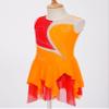 Oyolan Kids Girls Rhinestone Sleeveless Ice Skating Dress Irregular Hem Leotard Dress Figure Skating Competition Costume Orange 8 Years view 4