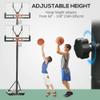 Soozier Portable Basketball Hoop, 5.2-10' Adjustable Height, Weight Base with Ball Holder, Basket Ball Stand on Wheels with 43" Backboard for Outdoor Junior Youth Adult Use, Black, White view 3