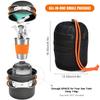 Odoland Camping Cookware Stove Carabiner Canister Stand Tripod and Stainless Steel Cup, Tank Bracket, Fork Spoon Kit for Backpacking, Outdoor Camping Hiking and Picnic,Orange view 2