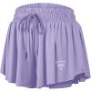 QooNoo 2 in 1 Athletic Shorts for Women Flowy Running Butterfly Shorts with Pockets High Elastic Gym Shorts Workout Tennis Skorts (Lavender,Medium) view 1