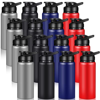 Mimorou 16 Pack Aluminum Water Bottles with Snap Lid Aluminum Reusable Sports Lightweight Leak Proof Water Bottles Bulk for Gym Hiking Cycling Sports Outdoor(20 oz)