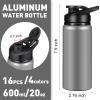 Mimorou 16 Pack Aluminum Water Bottles with Snap Lid Aluminum Reusable Sports Lightweight Leak Proof Water Bottles Bulk for Gym Hiking Cycling Sports Outdoor(20 oz) view 2