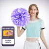 Charque 2 Pack Cheerleading Pom Poms with Four Finger Handle, Colorful Matte Matter Flowe Ball Cheer Poms for School Cheering Dance Team Cheerleading Uniform Accessories Kids Youth Adults Audience view 2