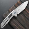 Sitivien ST996 Folding Knife,Handmade M390 Pearlescent Polishing Blade,Titanium & Carbon Fiber Handle Pocket Knife for Outdoor Camping,Hiking,Hunting(Gray) view 3