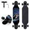 TLHB Longboard Skateboard, 41 Inch Drop Through Longboard Complete 9-Ply Nature Maple Premium Cruiser Long Board for Adults, Teens and Kids - High-Speed Bearings & T-Tool-Spaceman view 1