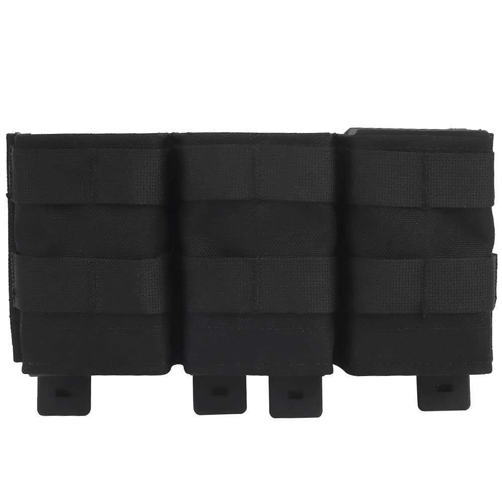Triple Molle Mag Pouch 5.56 Tactical Open Top M4 M16 Magazine Holder Carrier with Quick Release Magazine Pouch Insert BK