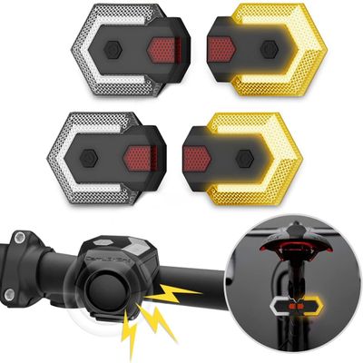 Antfire 4 Pcs Bike Turn Signals Front and Rear, USB Rechargeable Bicycle Turn Signals with Bike Horn, Wireless Waterproof Rear Bike Light with 120 DB Horn for Road Bicycle, Ebike, Scooter