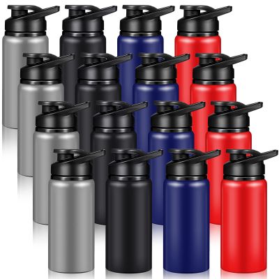 Mimorou 16 Pack Aluminum Water Bottles with Snap Lid Aluminum Reusable Sports Lightweight Leak Proof Water Bottles Bulk for Gym Hiking Cycling Sports Outdoor(17 oz)