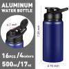 Mimorou 16 Pack Aluminum Water Bottles with Snap Lid Aluminum Reusable Sports Lightweight Leak Proof Water Bottles Bulk for Gym Hiking Cycling Sports Outdoor(17 oz) view 2