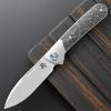 Sitivien ST995 Folding Knife,Handmade M390 Pearlescent Polishing Blade Titanium & Carbon Fiber Handle EDC Tool Knife for Outdoor Camping, Hiking, Survival(Gray) view 2