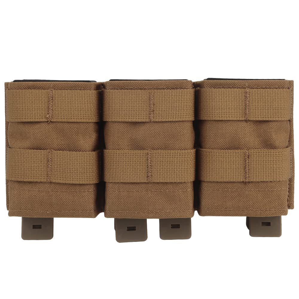 Triple Molle Mag Pouch 5.56 Tactical Open Top M4 M16 Magazine Holder Carrier with Quick Release Magazine Pouch Insert CB