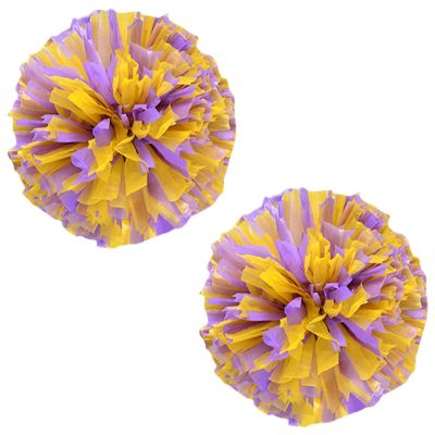 Charque 2 Pack Cheerleading Pom Poms with Four Finger Handle, Colorful Matte Matter Flowe Ball Cheer Poms for School Cheering Dance Team Cheerleading Uniform Accessories Kids Youth Adults Audience