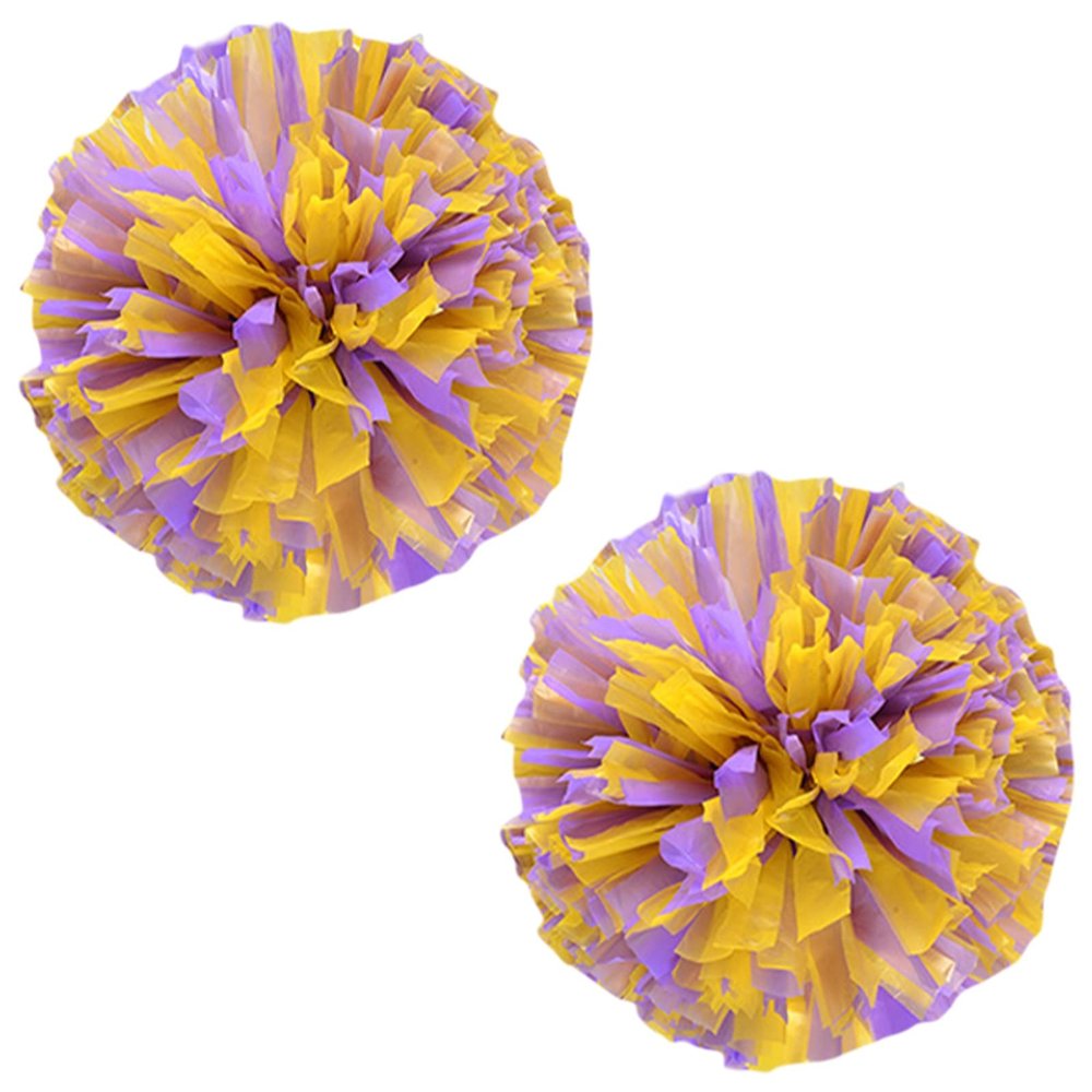 Charque 2 Pack Cheerleading Pom Poms with Four Finger Handle, Colorful Matte Matter Flowe Ball Cheer Poms for School Cheering Dance Team Cheerleading Uniform Accessories Kids Youth Adults Audience