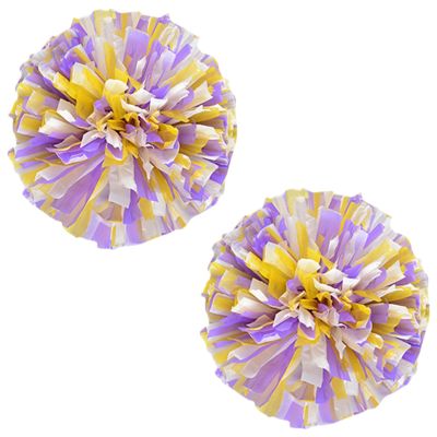 Charque 2 Pack Cheerleading Pom Poms with Four Finger Handle, Colorful Matte Matter Flowe Ball Cheer Poms for School Cheering Dance Team Cheerleading Uniform Accessories Kids Youth Adults Audience
