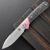 Sitivien ST995 Folding Pocket Knife,Handmade M390 Pearlescent Polishing Blade,Titanium & Carbon Fiber Handle EDC Tool Knife for Outdoor Camping,Hiking,Hunting,Survival(Pink)   view 2