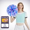 Charque 2 Pack Cheerleading Pom Poms with Four Finger Handle, Colorful Matte Matter Flowe Ball Cheer Poms for School Cheering Dance Team Cheerleading Uniform Accessories Kids Youth Adults Audience view 2