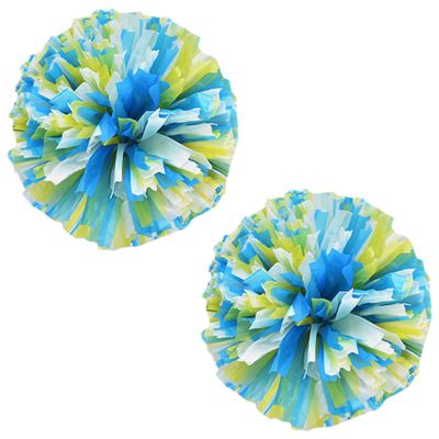 Charque 2 Pack Cheerleading Pom Poms with Four Finger Handle, Colorful Matte Matter Flowe Ball Cheer Poms for School Cheering Dance Team Cheerleading Uniform Accessories Kids Youth Adults Audience