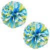 Charque 2 Pack Cheerleading Pom Poms with Four Finger Handle, Colorful Matte Matter Flowe Ball Cheer Poms for School Cheering Dance Team Cheerleading Uniform Accessories Kids Youth Adults Audience view 1
