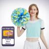 Charque 2 Pack Cheerleading Pom Poms with Four Finger Handle, Colorful Matte Matter Flowe Ball Cheer Poms for School Cheering Dance Team Cheerleading Uniform Accessories Kids Youth Adults Audience view 2