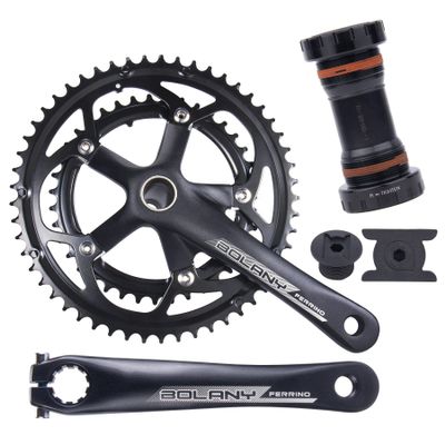BOLANY 170mm Bike Crankset Hollow Integrated Double Speed Round Chainring 130BCD 8S/9S Fit for Road Bike with Bottom Bracket 39/53T Chainring