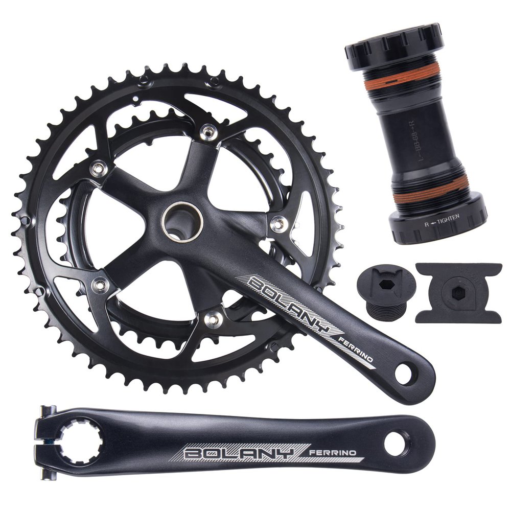 BOLANY 170mm Bike Crankset Hollow Integrated Double Speed Round Chainring 130BCD 8S/9S Fit for Road Bike with Bottom Bracket 39/53T Chainring