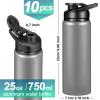 Chengu 10 Pcs 25oz Reusable Aluminum Water Bottle Bulk Lightweight Outdoor Sports Water Bottles Easy Carry Leak Proof for Travel Gym Camping Hiking Fishing, Snap Lid (Gray) view 2