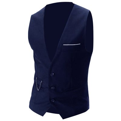 JEsilunmaMY Men's Slim Fit Suit Vest V-Neck 3 Button Business Waistcoat Formal Dress Vest with Pockets for Suit or Tuxedo (Blue,X-Large)