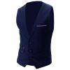 JEsilunmaMY Men's Slim Fit Suit Vest V-Neck 3 Button Business Waistcoat Formal Dress Vest with Pockets for Suit or Tuxedo (Blue,X-Large) view 1