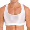 YONGHS Mens Sexy Crisscross Back Sleeveless Muscle Half Tank Top Vest T-Shirts Sports Bras Crop Tops 2# White Large view 1