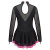 Agoky Girls Shiny Roller Figure Ice Skating Dress Long Sleeve Mesh Splice Gymnastic Outfit Illusion Ballet Dancewear Hot Pink 6 Years view 2