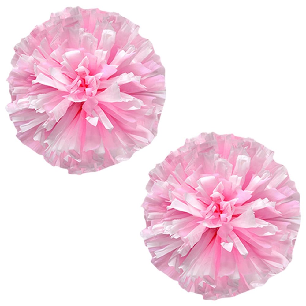 Charque 2 Pack Cheerleading Pom Poms with Four Finger Handle, Colorful Matte Matter Flowe Ball Cheer Poms for School Cheering Dance Team Cheerleading Uniform Accessories Kids Youth Adults Audience