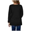 Little Girls Casual Long Sleeve T Shirts Crewneck Tunic Tops 4-13Y Kids Button Striped Tee Blouses (Black-D, 6-7 Years) view 2