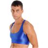 YONGHS Mens Sexy Crisscross Back Sleeveless Muscle Half Tank Top Vest T-Shirts Sports Bras Crop Tops 2# Blue X-Large view 3