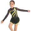 Agoky Girls Shiny Roller Figure Ice Skating Dress Long Sleeve Mesh Splice Gymnastic Outfit Illusion Ballet Dancewear Yellow 16 Years view 3