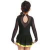 Agoky Girls Shiny Roller Figure Ice Skating Dress Long Sleeve Mesh Splice Gymnastic Outfit Illusion Ballet Dancewear Yellow 16 Years view 4