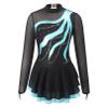 Agoky Girls Shiny Roller Figure Ice Skating Dress Long Sleeve Mesh Splice Gymnastic Outfit Illusion Ballet Dancewear Lake Green 6 Years view 1