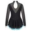 Agoky Girls Shiny Roller Figure Ice Skating Dress Long Sleeve Mesh Splice Gymnastic Outfit Illusion Ballet Dancewear Lake Green 6 Years view 2