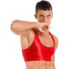 YONGHS Mens Sexy Crisscross Back Sleeveless Muscle Half Tank Top Vest T-Shirts Sports Bras Crop Tops 2# Red X-Large view 2
