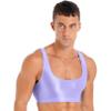 YONGHS Mens Sexy Crisscross Back Sleeveless Muscle Half Tank Top Vest T-Shirts Sports Bras Crop Tops 2# Light Purple X-Large view 2
