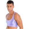 YONGHS Mens Sexy Crisscross Back Sleeveless Muscle Half Tank Top Vest T-Shirts Sports Bras Crop Tops 2# Light Purple X-Large view 3
