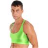 YONGHS Mens Sexy Crisscross Back Sleeveless Muscle Half Tank Top Vest T-Shirts Sports Bras Crop Tops 2# Fluorescent Green Large view 4