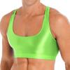 YONGHS Mens Sexy Crisscross Back Sleeveless Muscle Half Tank Top Vest T-Shirts Sports Bras Crop Tops 2# Fluorescent Green X-Large view 1