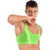 YONGHS Mens Sexy Crisscross Back Sleeveless Muscle Half Tank Top Vest T-Shirts Sports Bras Crop Tops 2# Fluorescent Green X-Large view 3
