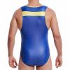 Maiyifu-GJ Men's Sissy Bodysuit Leotard Metallic One Piece Thong Jumpsuit Underwear Sleeveless Stretchy Wrestling Singlet (Blue,Large) view 2