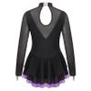 Agoky Girls Shiny Roller Figure Ice Skating Dress Long Sleeve Mesh Splice Gymnastic Outfit Illusion Ballet Dancewear Purple 16 Years view 2