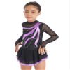 Agoky Girls Shiny Roller Figure Ice Skating Dress Long Sleeve Mesh Splice Gymnastic Outfit Illusion Ballet Dancewear Purple 16 Years view 4