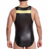 Maiyifu-GJ Men's Sissy Bodysuit Leotard Metallic One Piece Thong Jumpsuit Underwear Sleeveless Stretchy Wrestling Singlet (Black,Medium) view 2