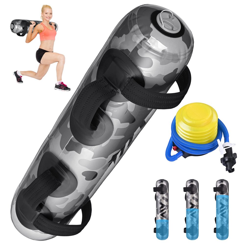 AW Foldable Adjustable Aqua Bag Exercise Water Weight Portable Strength Training Home Gym Workout Cardio Sport Fitness,Camouflage Gray